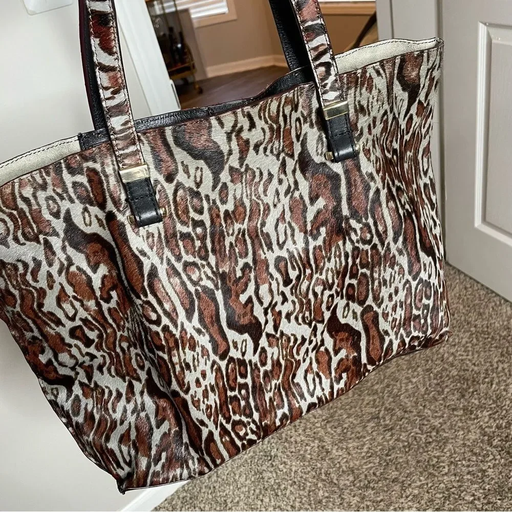 Antonio Melani Leopard Print Leather Tote Bag